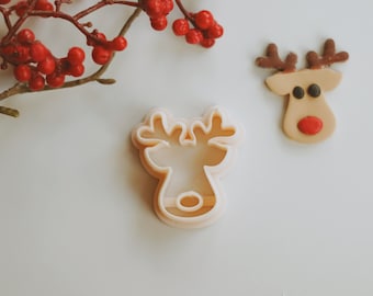 Cute Reindeer Head Polymer Clay Cutter| Christmas Earring Clay Cutter | Winter Holiday Earring Cutters