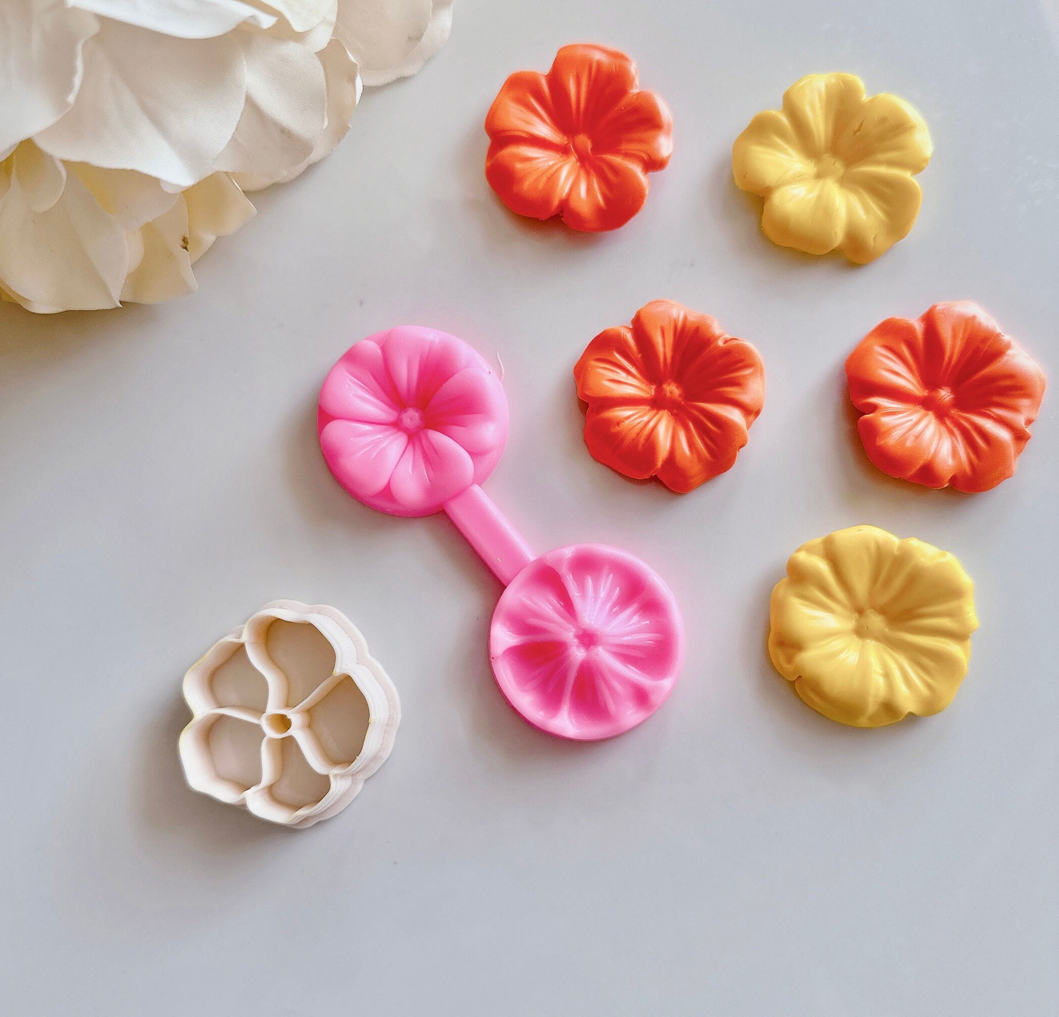 5 moldes de arcilla polimérica de flores, mini molde de silicona de arcilla  polimérica, cortadores de arcilla polimérica en forma de flor de rosa para