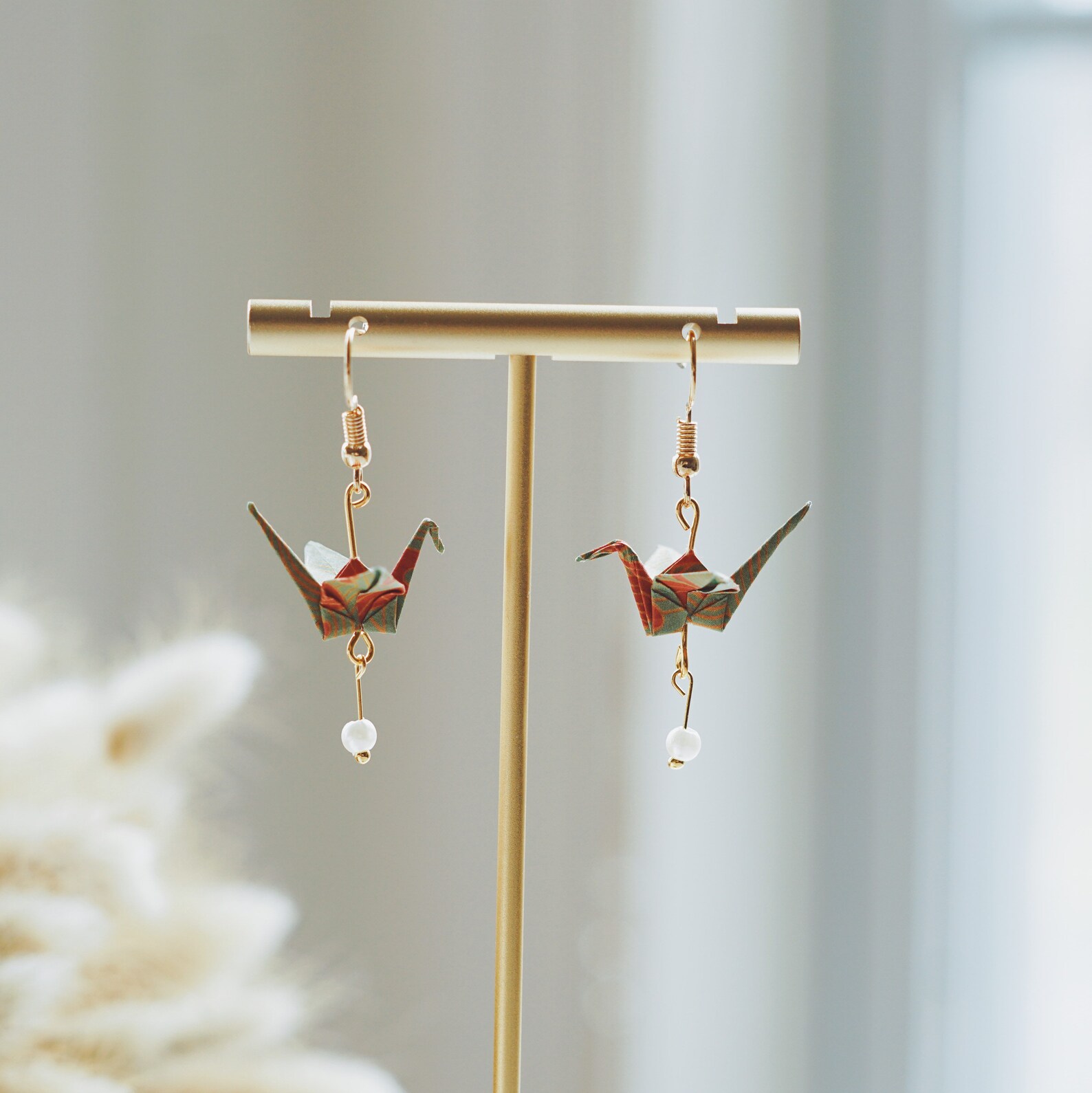 Origami Paper Crane Earrings Handmade Statement Earrings Etsy