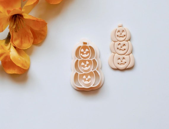 Jack O Lantern Stacked Pumpkins | Fall Clay Cutters| Fall Embossed Polymer Clay Cutters Autumn Clay Cutters