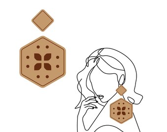 Unieke snijset met boho-reliëf | Klassieke bungelstekerset (2-delige set) | Unieke set oorbellenklei