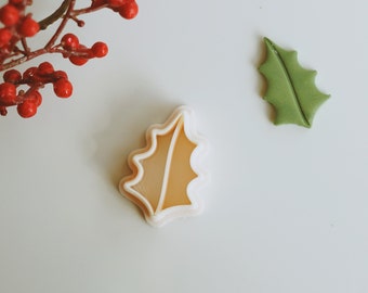 Polymeerkleivorm hulstblad| Kerstoorbellenkleivorm | Oorbelsteker voor wintervakantie