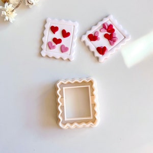 Cortadores de aretes de arcilla polimérica con forma de sello postal / Aretes de San Valentín / Forma de cortador de San Valentín
