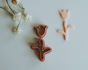 Tulip Flower Clay Cutter (2 pieces) | Flower Polymer Clay Cutter