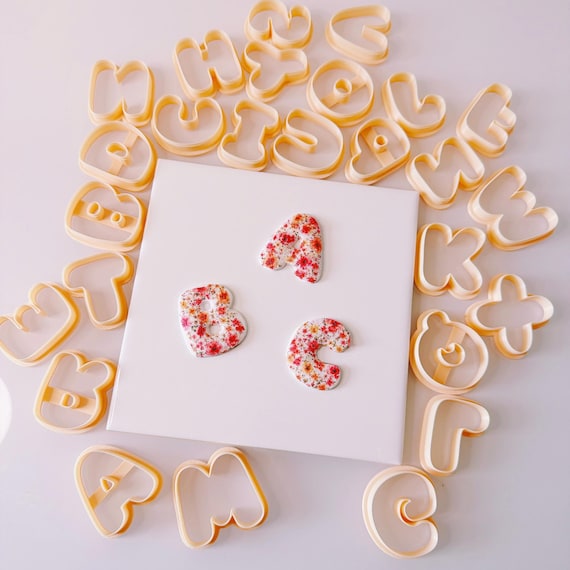 Bubble Letters Alphabet Stamp Cutters | A to Z Polymer Clay Earring Clay Cookies Making Tools