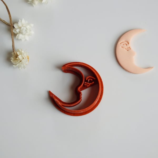 Boho Moon Clay Cutter | Moon Face Clay Cutter - Fall Autumn Polymer Clay Cutter