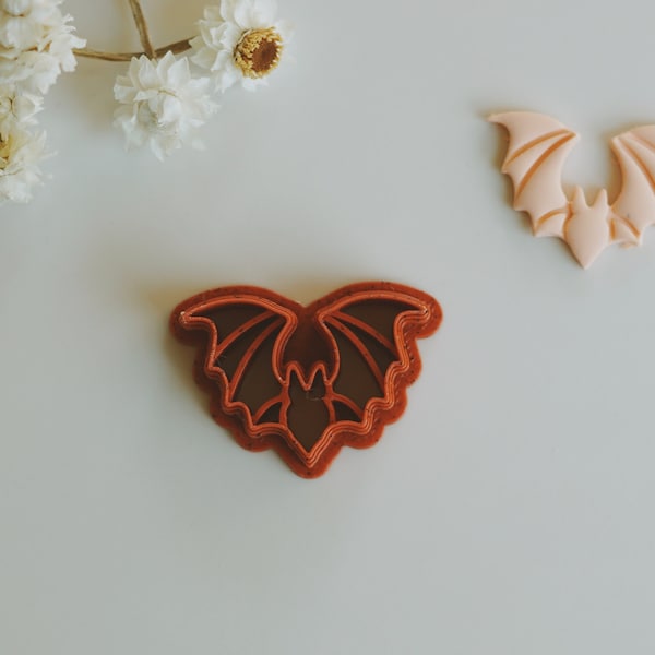 Flying Bat Clay Earring Cutter (Embossing)| Halloween Polymer Clay Cutter | Fall (Autumn) Earring Cutters