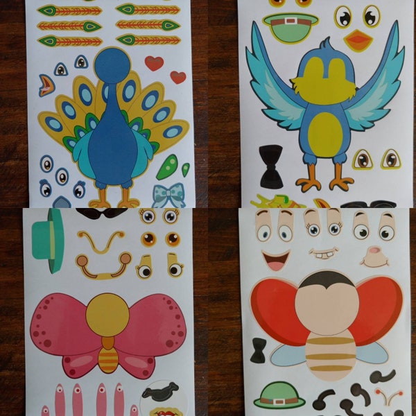 Make Your Own Animal Faces Sticker Sheets - Perfect For Scrapbooking, Party Favors, Rainy Day Activities, ETC.