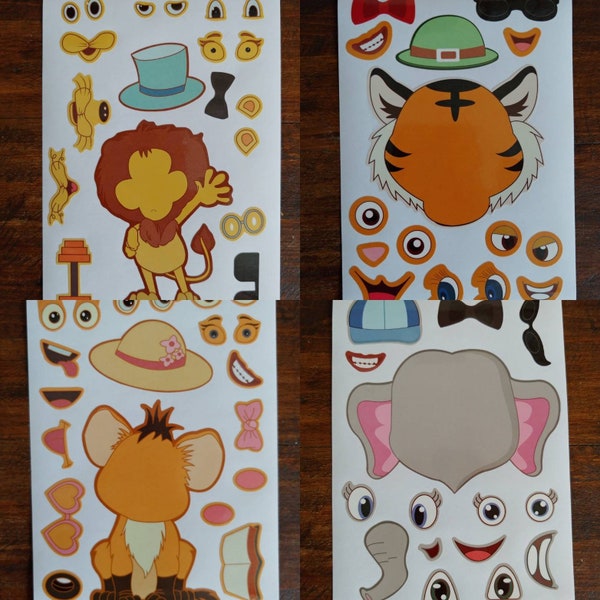 Make Your Own Animal Faces Sticker Sheets - Perfect For Scrapbooking, Party Favors, Rainy Day Activities, ETC.