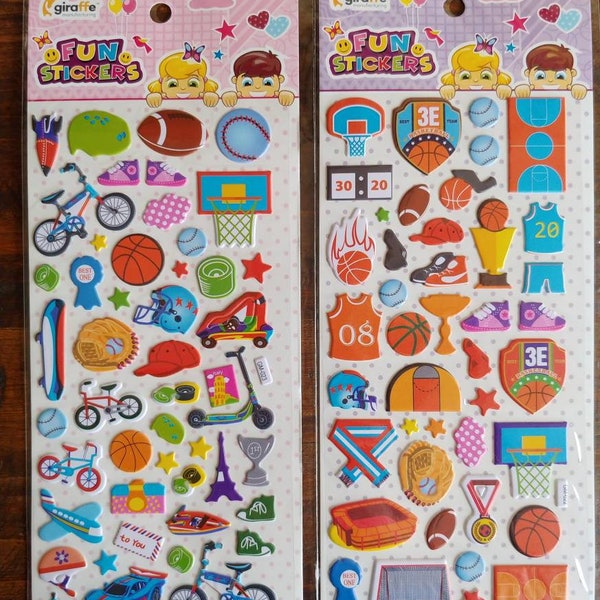 Puffy Sports Stickers, For Scrapbooking, Collecting, Rewards, Etc.