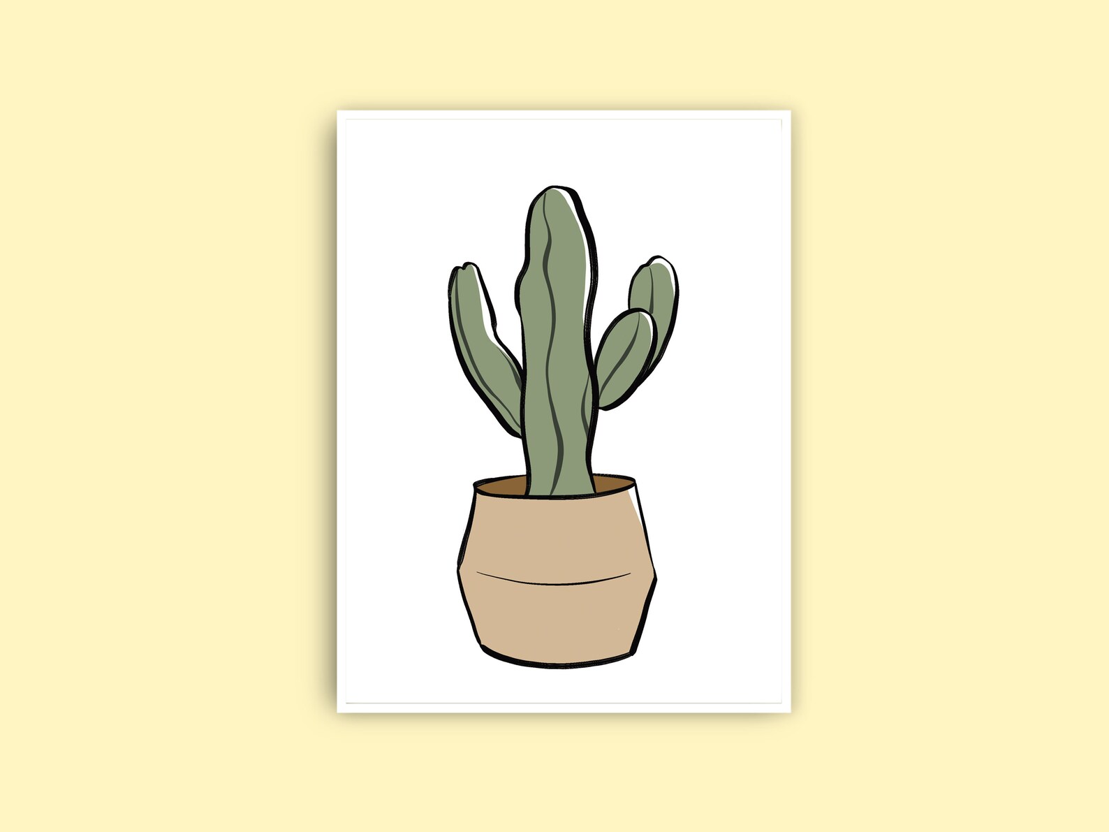 Cactus Minimalist illustration Printable Wall art Etsy