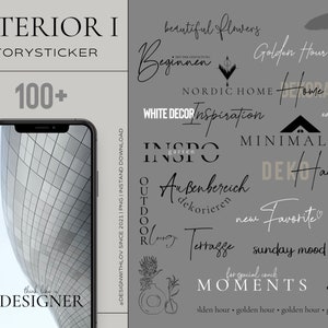Más de 100 pegatinas para historias de Instagram. Inspiración para historias de diseño de interiores de casas. Tutorial diario básico para Instagram. Pegatinas para la construcción de viviendas nórdicas.