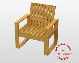 Garden Chair Plans, Outdoor Lounge Chair, Wooden Furniture (PDF Pattern)