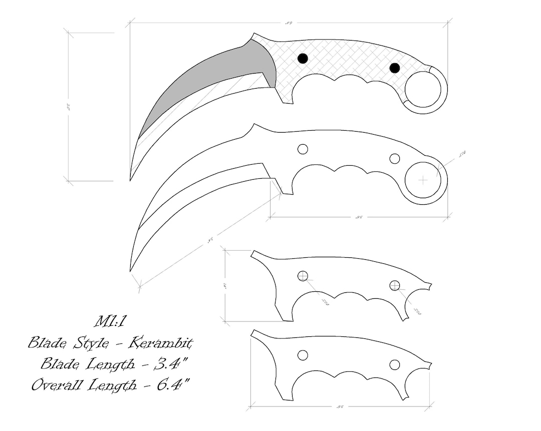 Knife Drawing/knife Sketch/knife Templates Printable/custom Etsy