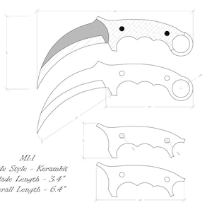 Knife Drawing/Knife Sketch/Knife Templates Printable/Custom Knife/ Knife Making Plans/ Knife Design/Knife Shape/Kerambit
