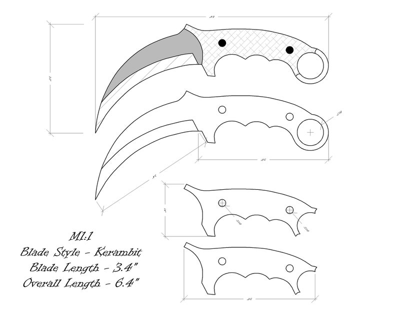 Knife Drawing/knife Sketch/knife Templates Printable/custom Etsy