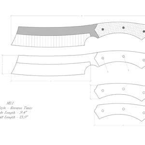 Knife Drawing/Knife Sketch/Knife Templates Printable/Custom Knife/ Knife Plans/  Knife Design/Knife Shape