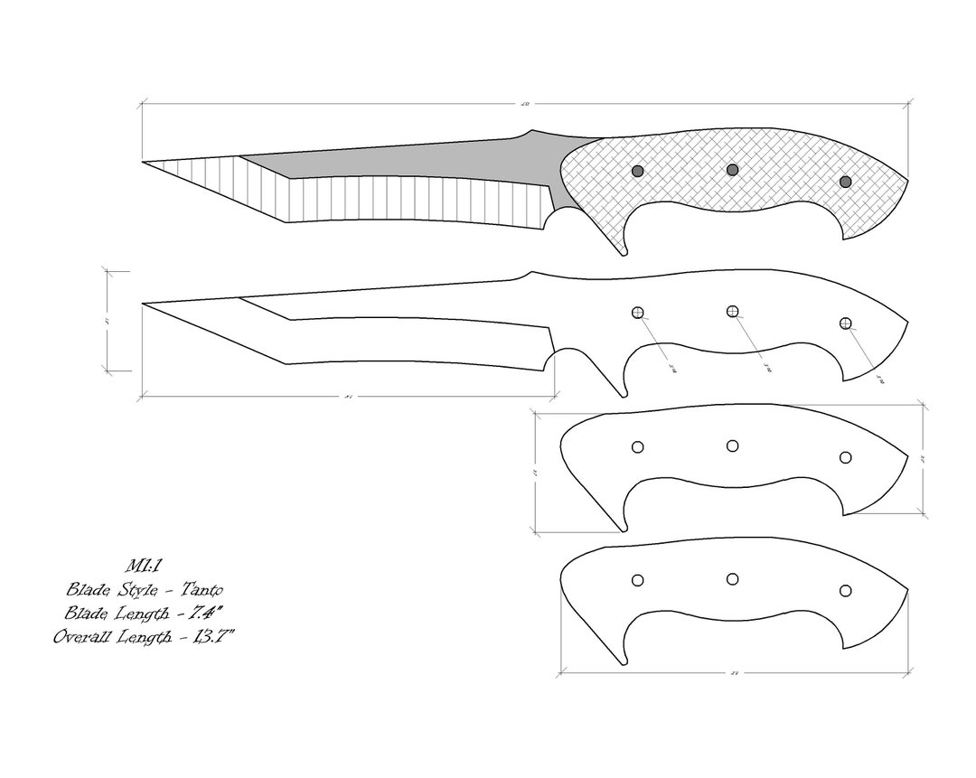 Knife Drawing/knife Sketch/knife Templates Printable/custom Knife Knife Drawing/knife Sketch/knife Templates Printable/custom Knife