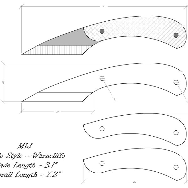 Knife Drawing/Knife Sketch/Knife Templates Printable/Custom Knife/ Knife Plans/ Knife Design/Knife Shape