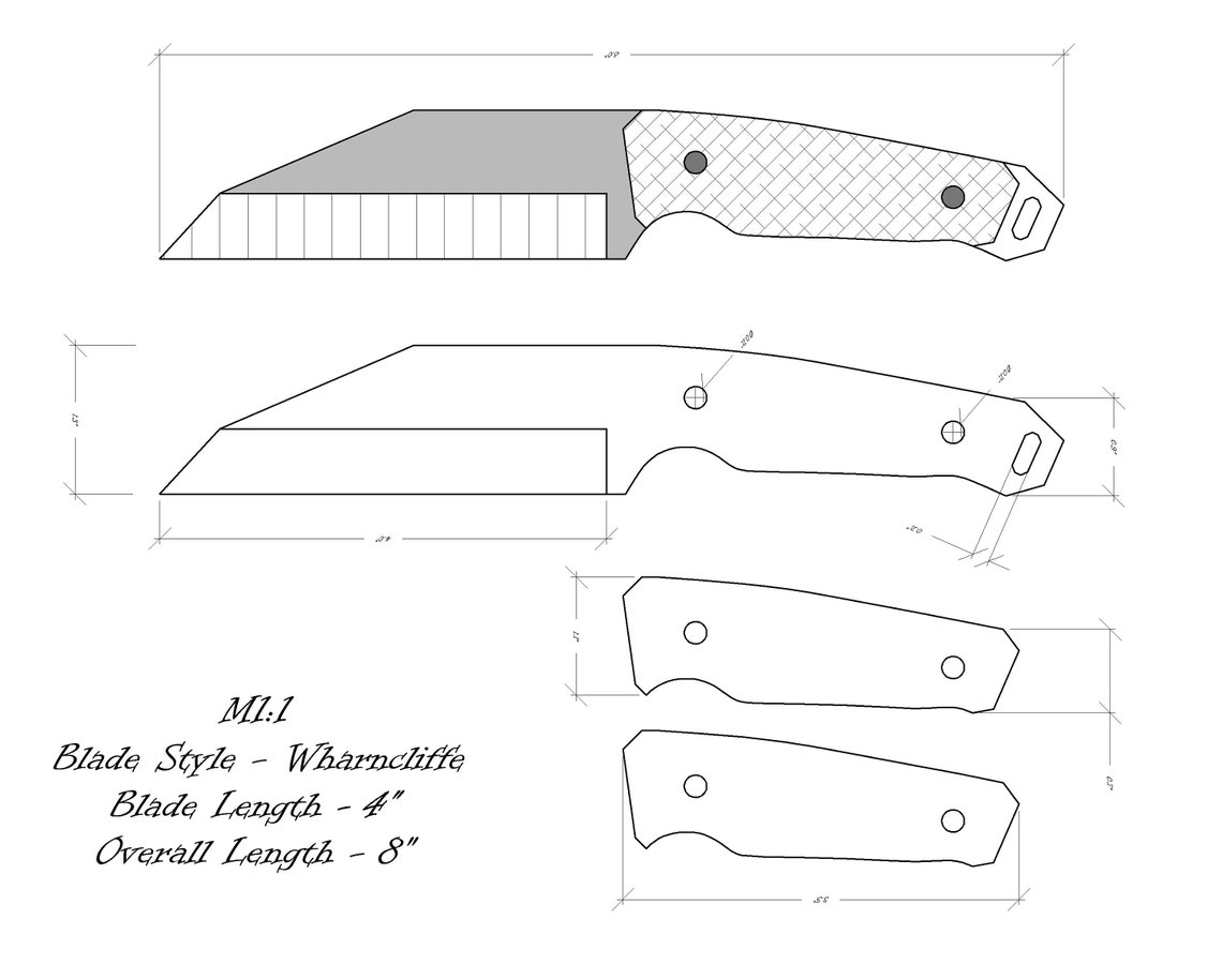 Knife Drawing/knife Sketch/knife Templates Printable/custom Etsy