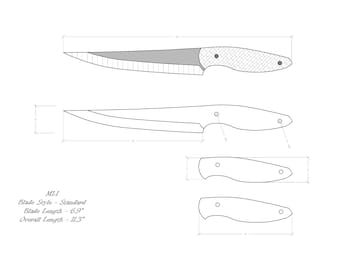 Messer Zeichnung/Messerskizze/Messervorlagen Druckbar/Spezialmesser/ Messerpläne/Messerdesign/Messerform