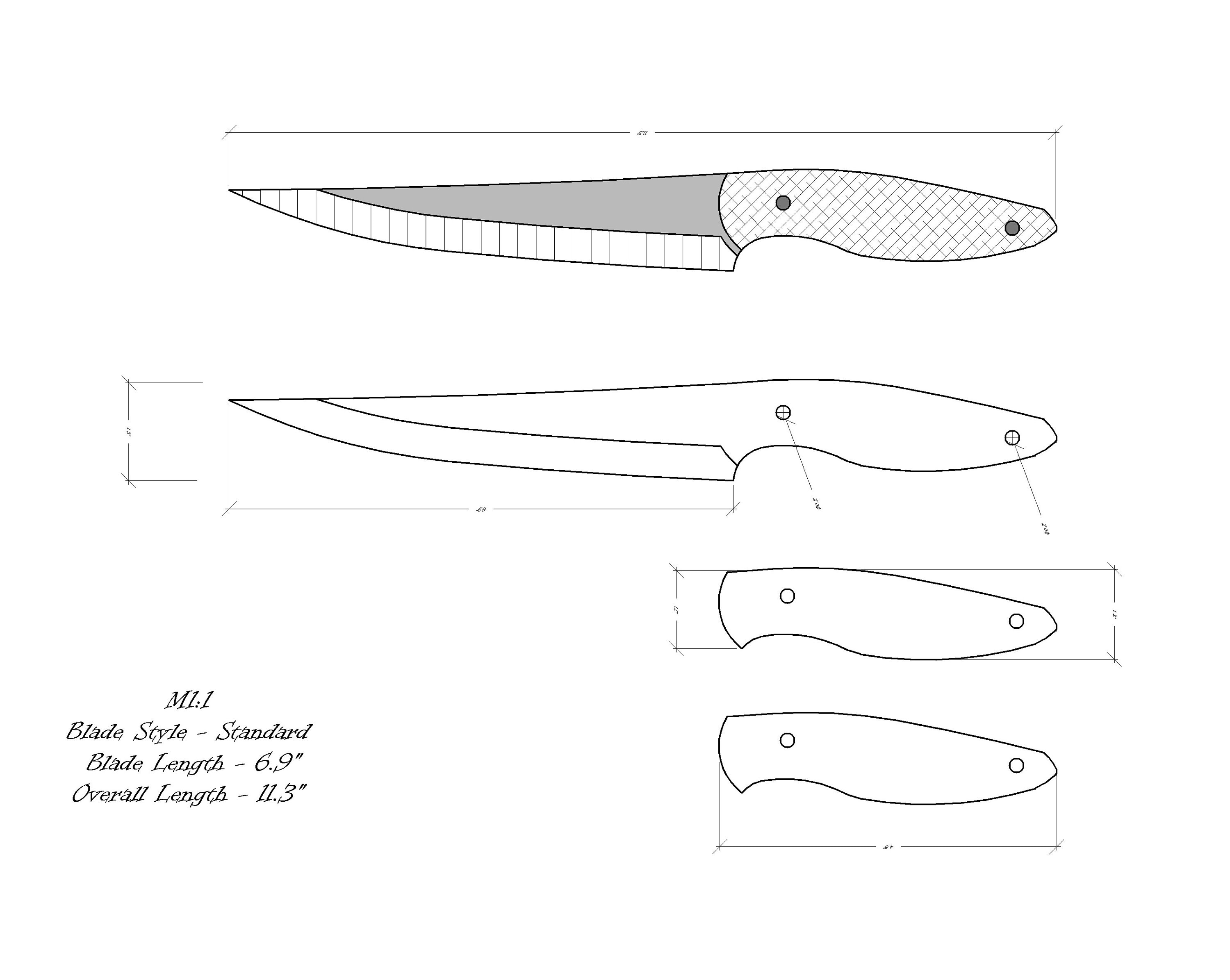 Knife Drawing/knife Sketch/knife Templates Printable/custom Knife