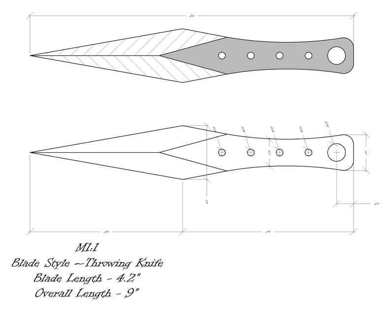 Knife Drawing/knife Sketch/knife Templates Printable/custom Knife/ Knife Plans/ Knife Design