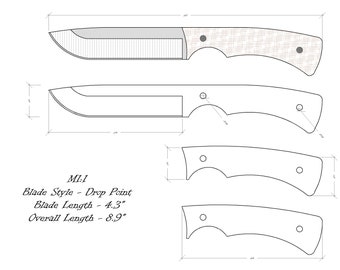 Knife Drawing/Knife Sketch/Knife Templates Printable/Custom Knife/ Knife Plans/  Knife Design/Knife Shape