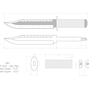 Knife Drawing/Knife Sketch/Knife Templates Printable/Custom Knife/ Knife Plans/ Knife Design/Knife Shape