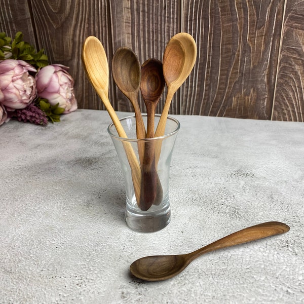 Handmade wooden spoon | Fruit tree | Cherry tree and plum tree | Small spoon