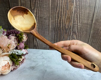 Handmade wooden spoon | Fruit tree | Plum tree | 30 cm