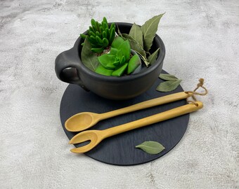 Handgemachtes Salat Löffel Set aus Holz | Jasminbaum | 20cm