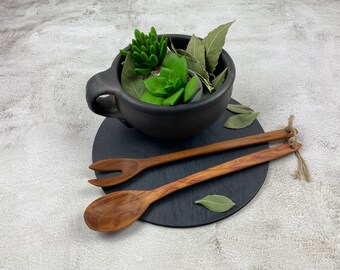 Handgemachtes Salat Löffel Set aus Holz | Obstbaum | Pflaumenbaum | 24cm