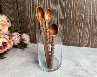Handmade wooden spoon | Plum tree | Spiral handle | Artistic spoon