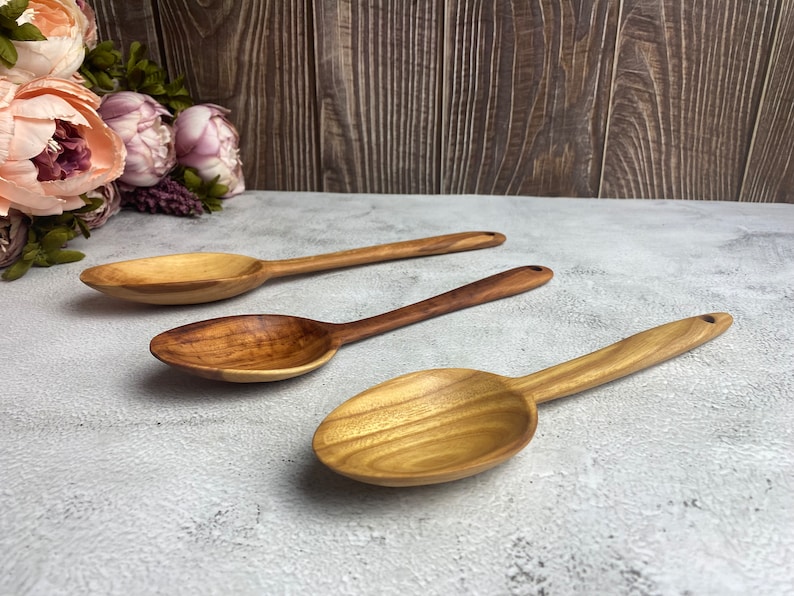 Handmade wooden spoon Fruit tree Plum tree Apple tree Ash tree image 2