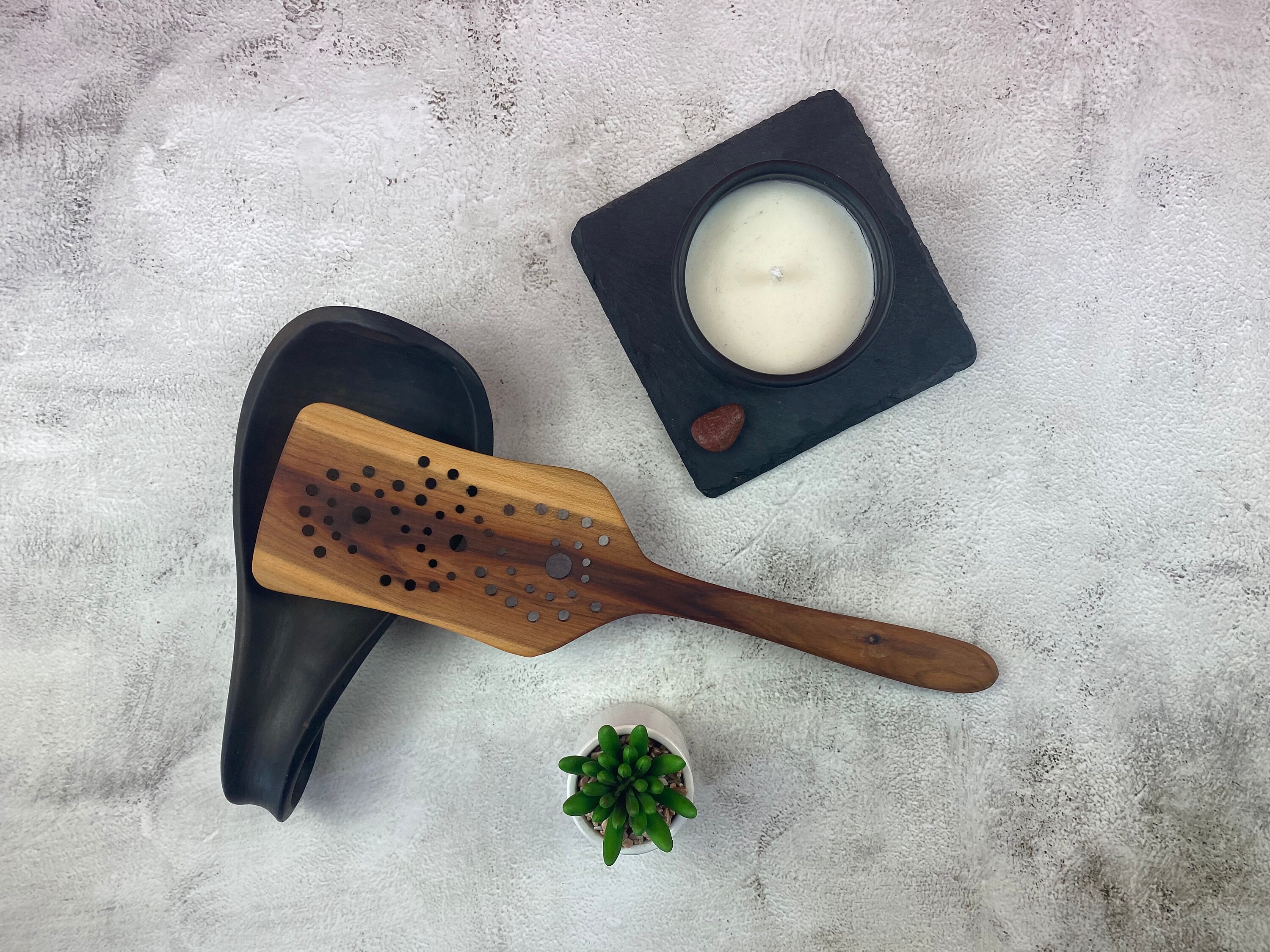 Discover Wooden handmade spatula turner with holes