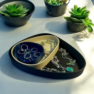 Stacking Egg Catchall Trays: 3D printed jewellery trinket tray for keys, desk storage organisation, catch all tray for table