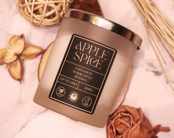 Apple Candle In Jar With Lid, Luxury Candle With Soy Wax Candle Handmade, Large Candle Gift For Her, Vegan Candle For Birthday Gift For Wife