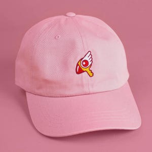 Chapeau brodé avec baguette magique Sakura Card Captor, chapeau d'anime Magical Girl, chapeau Cardcaptors pour les fans d'anime chapeau rose pour objet magique