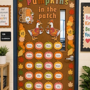 Fall Classroom Decor Printable | The Cutest Pumpkins in the Patch Bulletin Board Kit | Autumn Door Decor | Pumpkin Name Tags