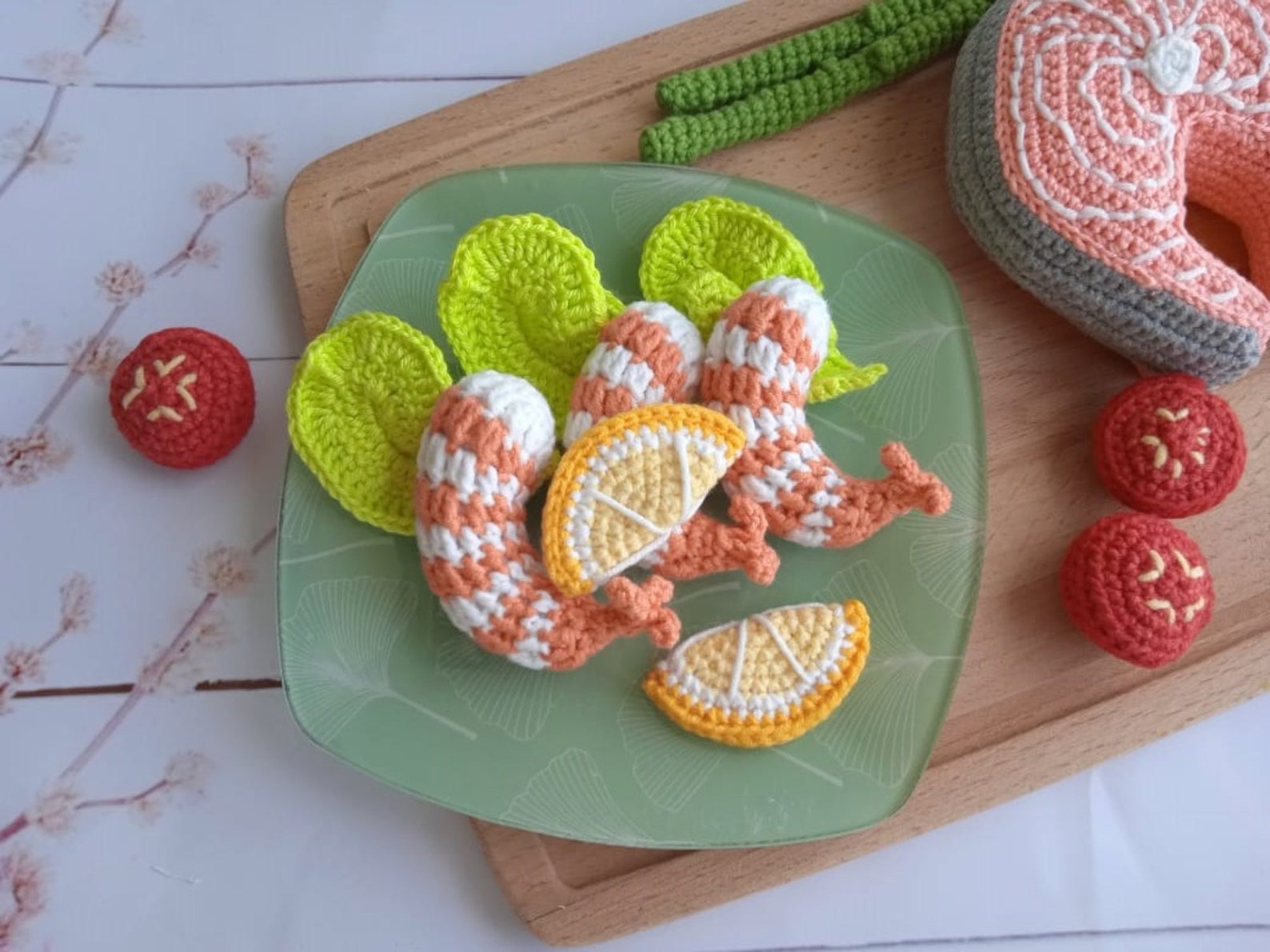 Crochet shrimp Crochet play food Pretend play Knitted toddler Etsy
