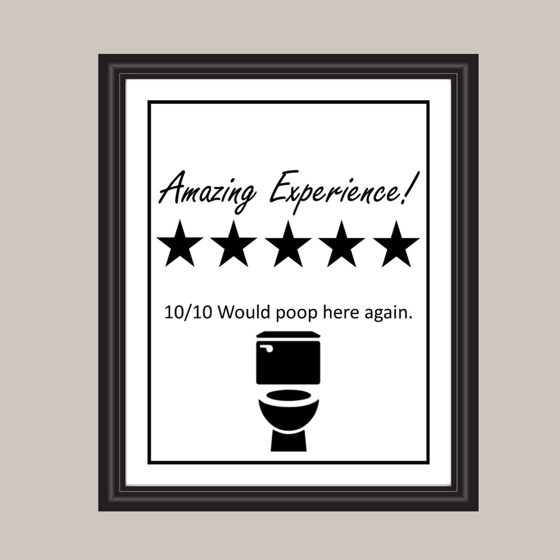 Printable Sign 5 star bathroom rating funny PDF / JPEG | Etsy