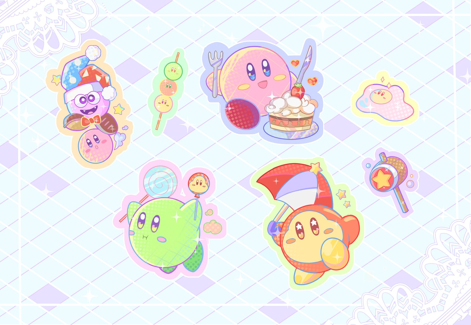 Kirby kawaii stickers cute pack pegatinas super star | Etsy