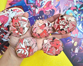 Hard Gold Enamel Pin Collection Helluva Boss Hazbin fizzarozzie Blitz Stolas radioapple alastor lucifer Fizz Fizzarolli Stolitz