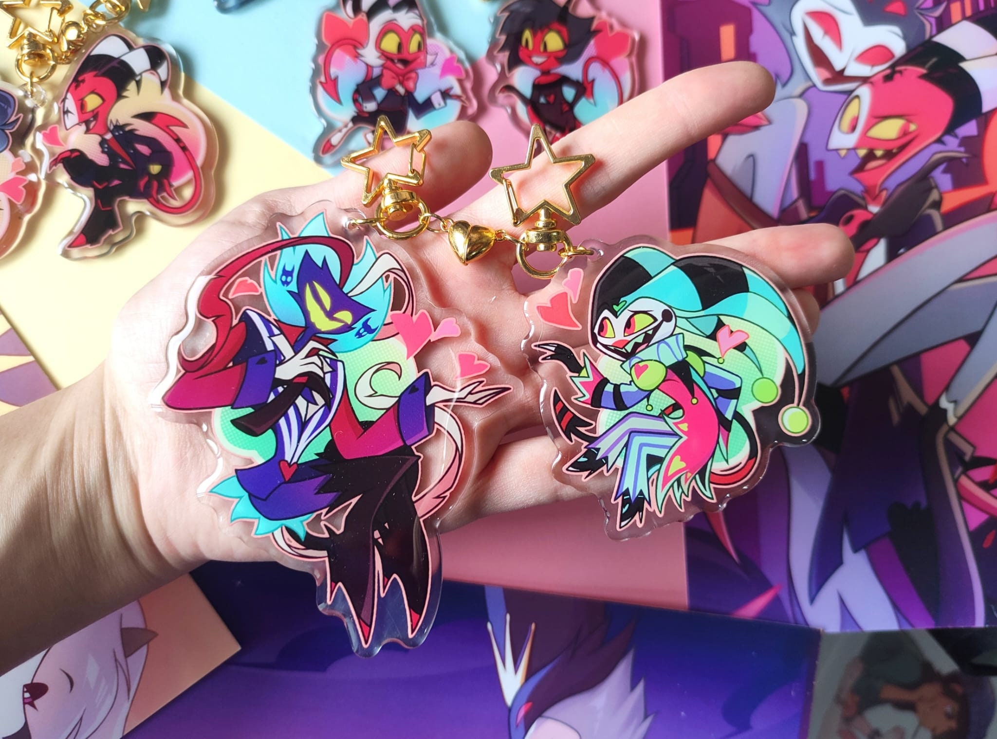 Helluva Boss Acrylic Epoxy Keychains Blitz Stolas Moxxie Millie