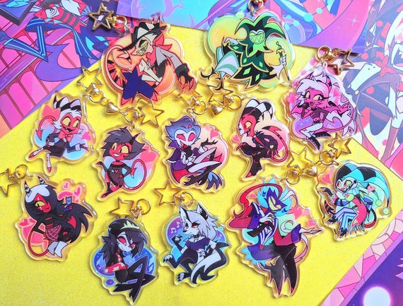 Helluva Boss Acrylic Epoxy Keychains Blitz Stolas Moxxie Millie