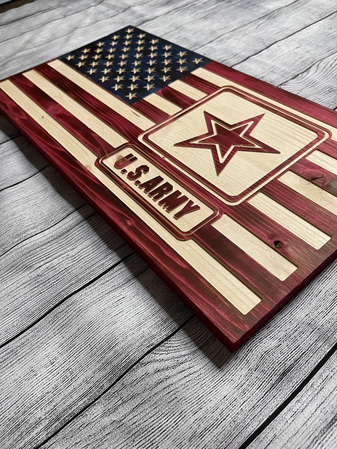 Rustic United States Army Flag: Personalized Wood Wall Art - Etsy