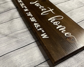 Custom Wood Sign With Personalized coordinates | Realtor Closing Gift | Housewarming Gift | Realtor Closing Gift | GPS Sign