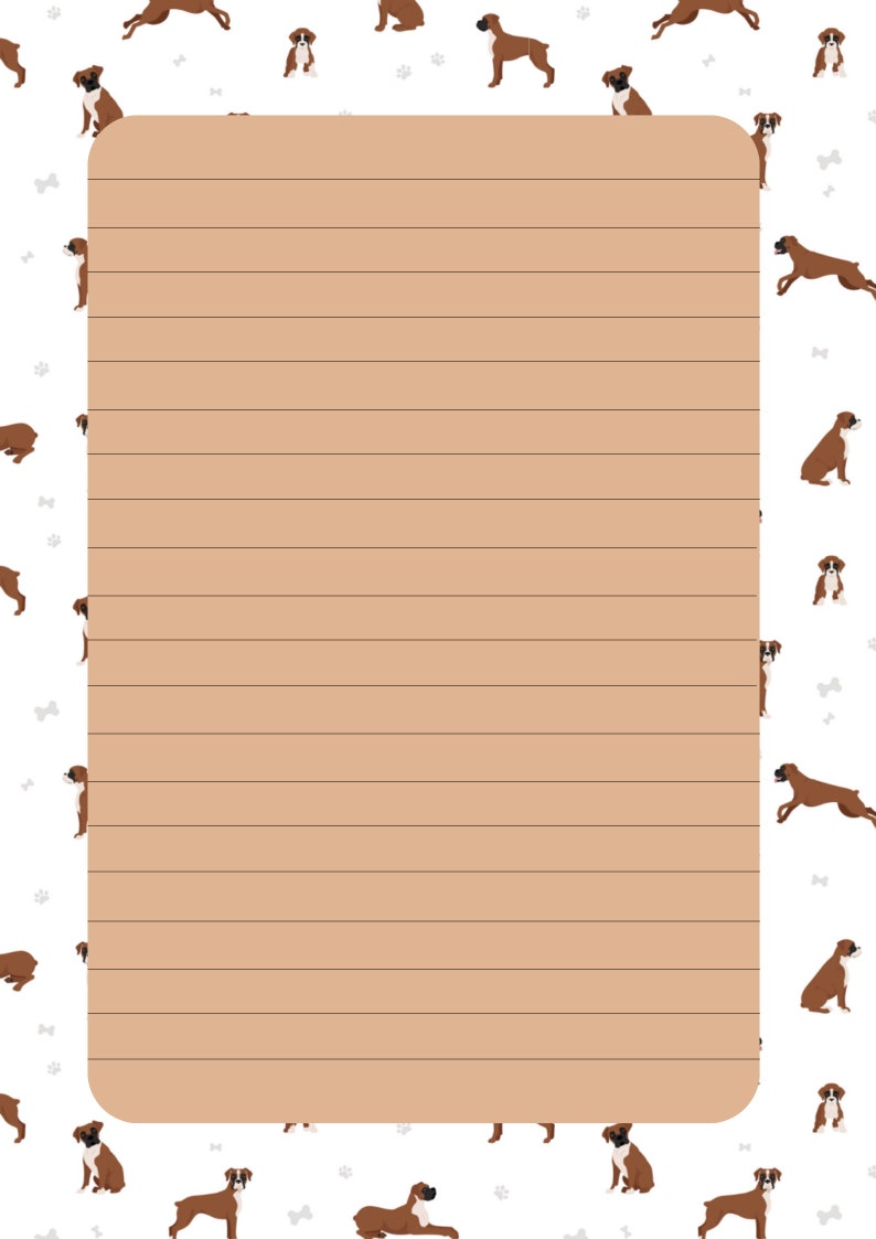 Personalised Boxer Dog To Do List Par Avion Paper Lined paper 4 pages