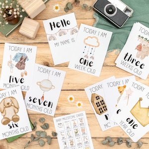Cartes jalon bébé - Cartes mois bébé - Cartes jalon - Neutre - Cadeau pour bébé - Cadeau pour nouvelle maman - Cadeau pour nouveau parent - Par Avion Paper